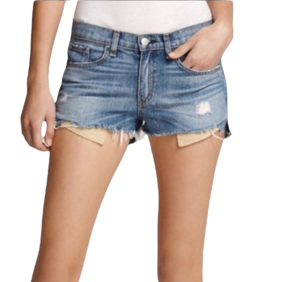 rag & bone Pants - Rag & Bone Denim Shorts The Mila Cut Offs in Moss 27